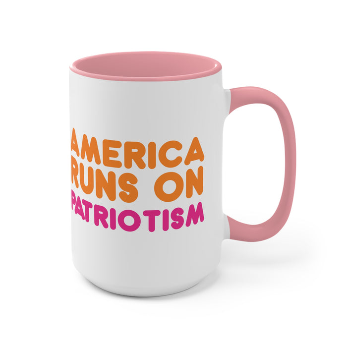 America Runs on Patriotism Mug (2 Sizes, 3 Colors)