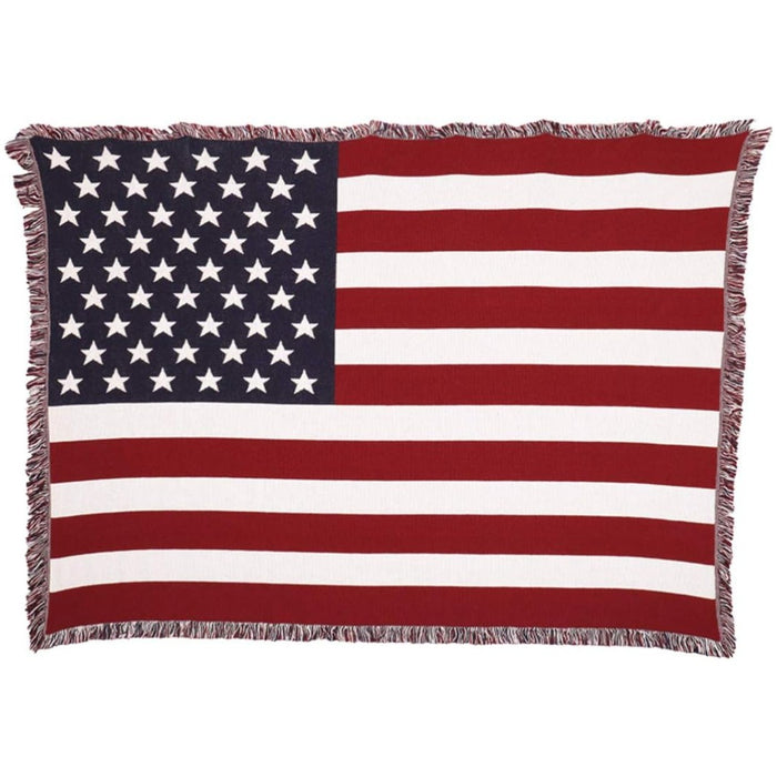 American Flag Hand Woven Cotton Throw Blanket (4'x6')