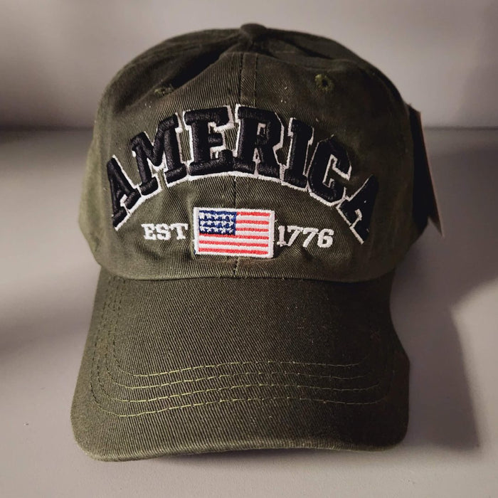 America (EST 1776) 3D Custom Embroidered Hat (Olive)