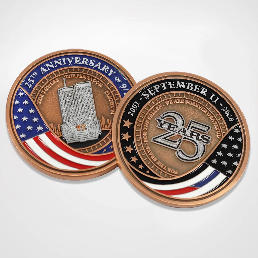 September 11th 25th Anniversary Memorial Challenge Coin | 2001–2026 Never Forget Collectible