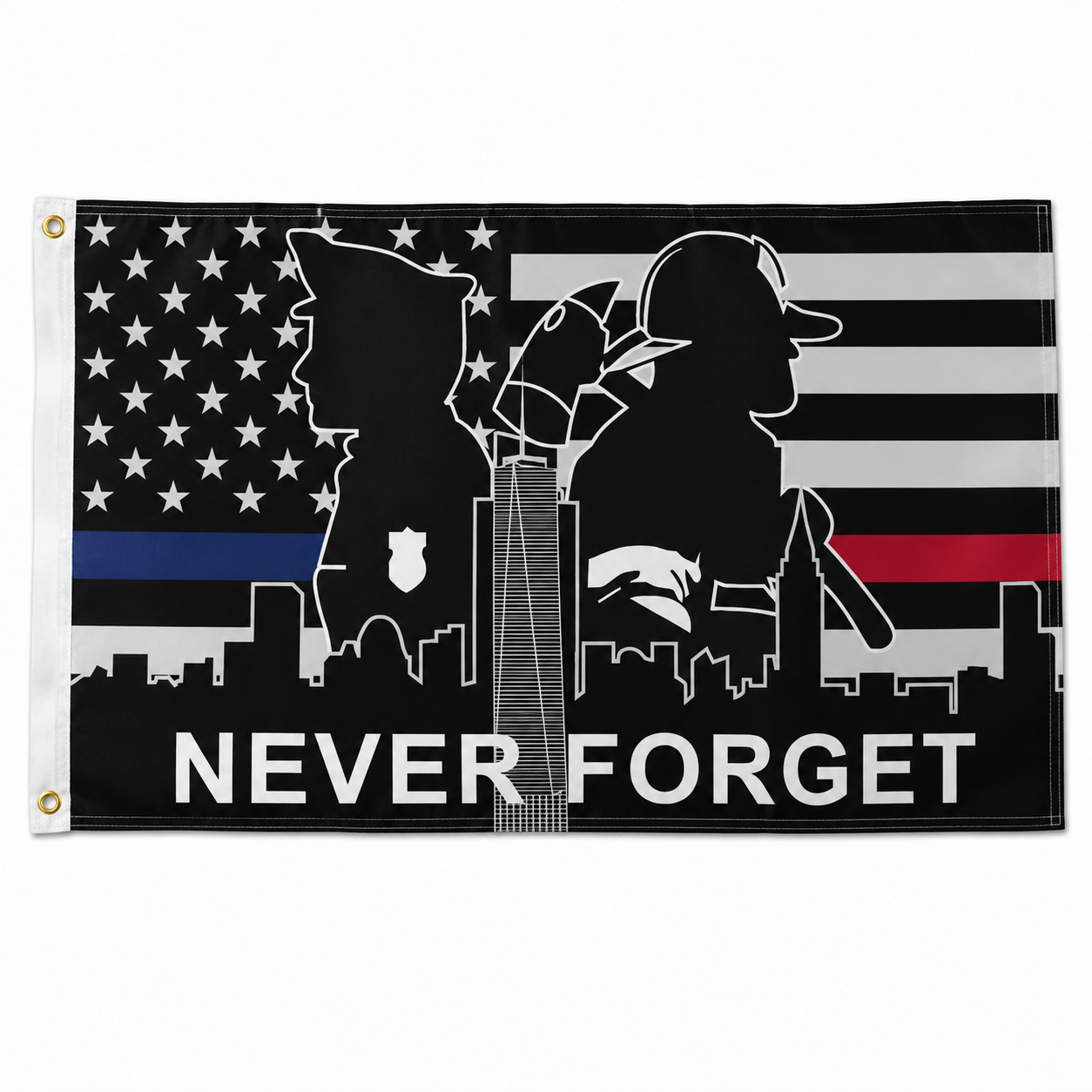 September 11 First Responders Memorial Flag | 3'x5' Patriot Day 25th Anniversary Never Forget Flag