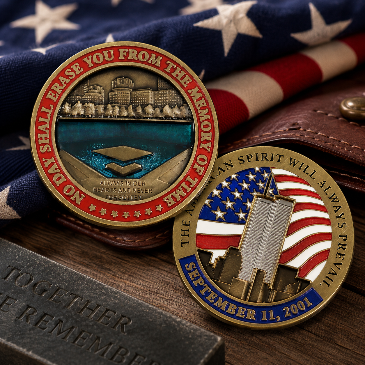 September 11 Memorial Challenge Coin – No Day Shall Erase You From the Memory of Time