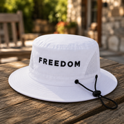 Charlie Kirk Freedom Custom Embroidered Safari Hat | White Patriotic Sun Hat