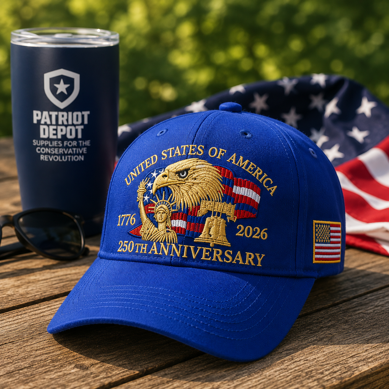 America 250th Commemorative Patriotic Hat – 1776–2026 Edition (Royal)