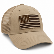 Tactical Flag Embroidered Soft Mesh Trucker Hat (Khaki)