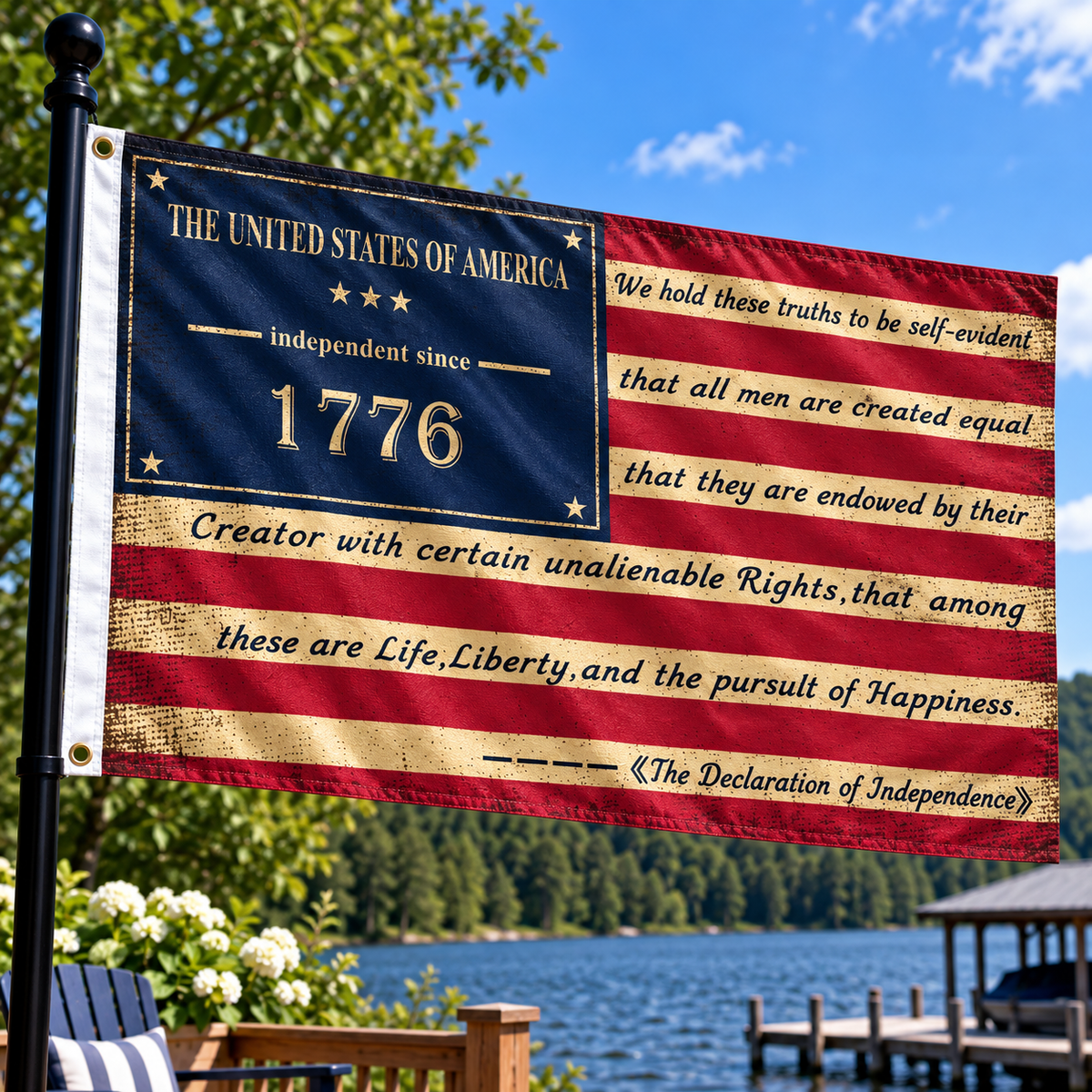 1776 Declaration of Independence 3′ × 5′ American Flag
