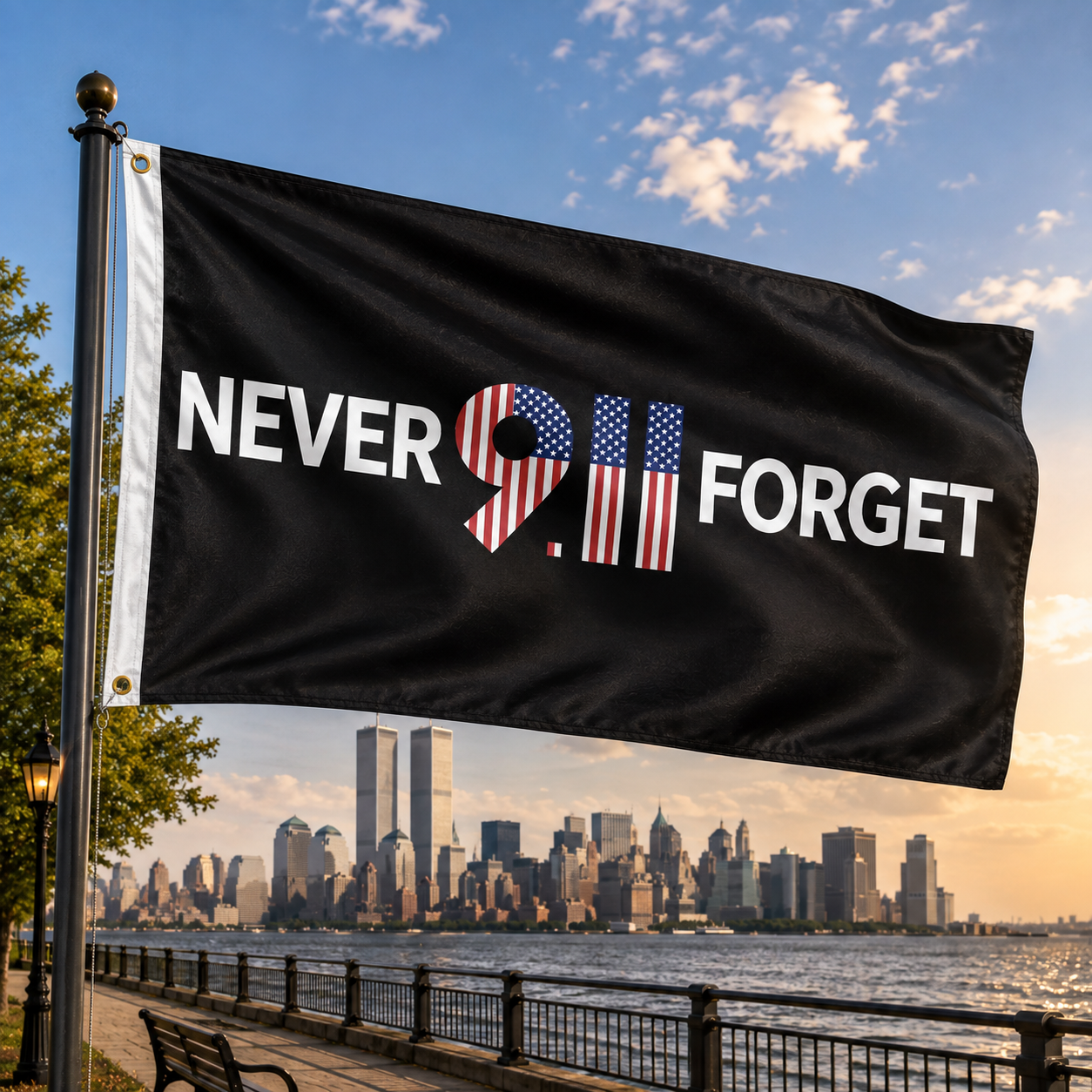 Never Forget 9.11 25th Anniversary Memorial Flag
