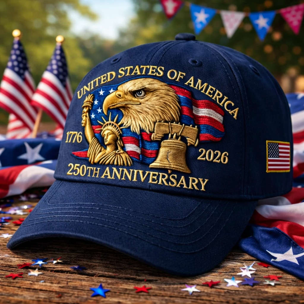 America 250th: 1776–2026 Commemorative Hat – Limited Patriotic Embroidered Edition (Navy)