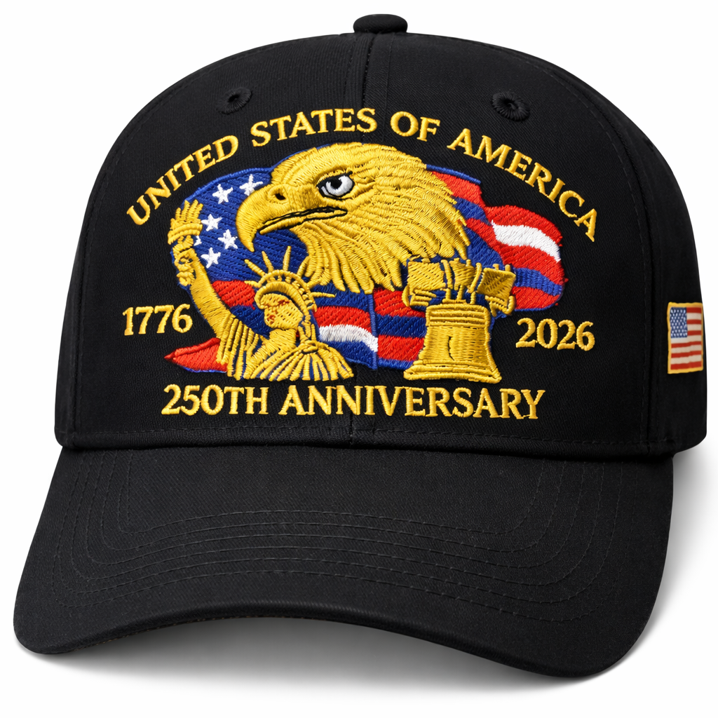 America 250th Commemorative Patriotic Hat – 1776–2026 Limited Patriotic Embroidered Edition (Black)