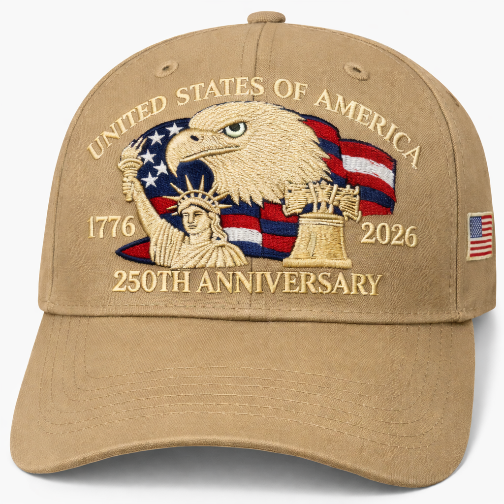 America 250th: 1776–2026 Commemorative Hat – Limited Patriotic Embroidered Edition (Khaki)
