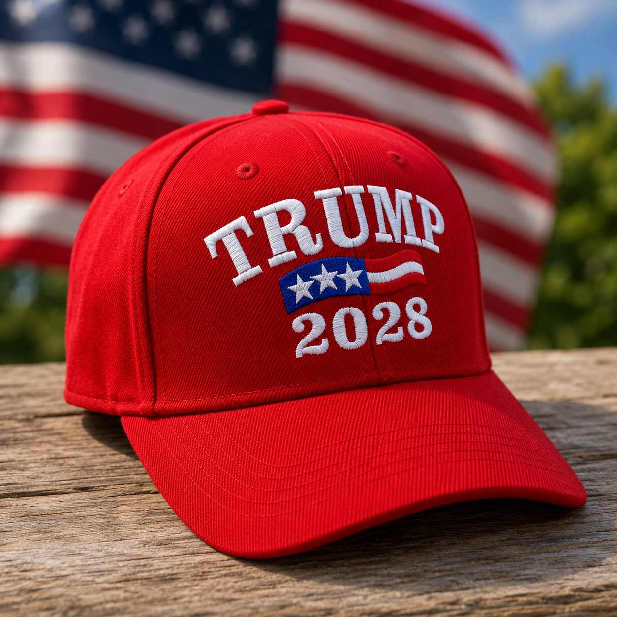Trump 2028 Custom Embroidered Hat (Red)
