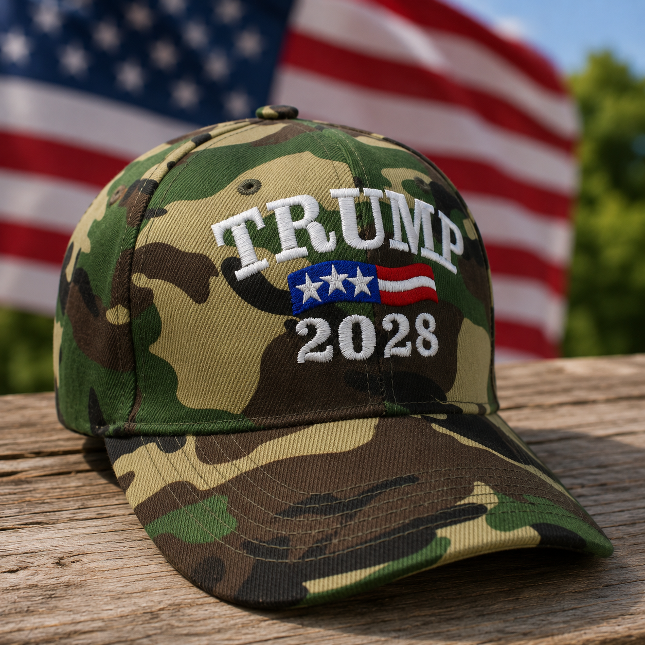 Trump 2028 Custom Embroidered Hat (Camo)