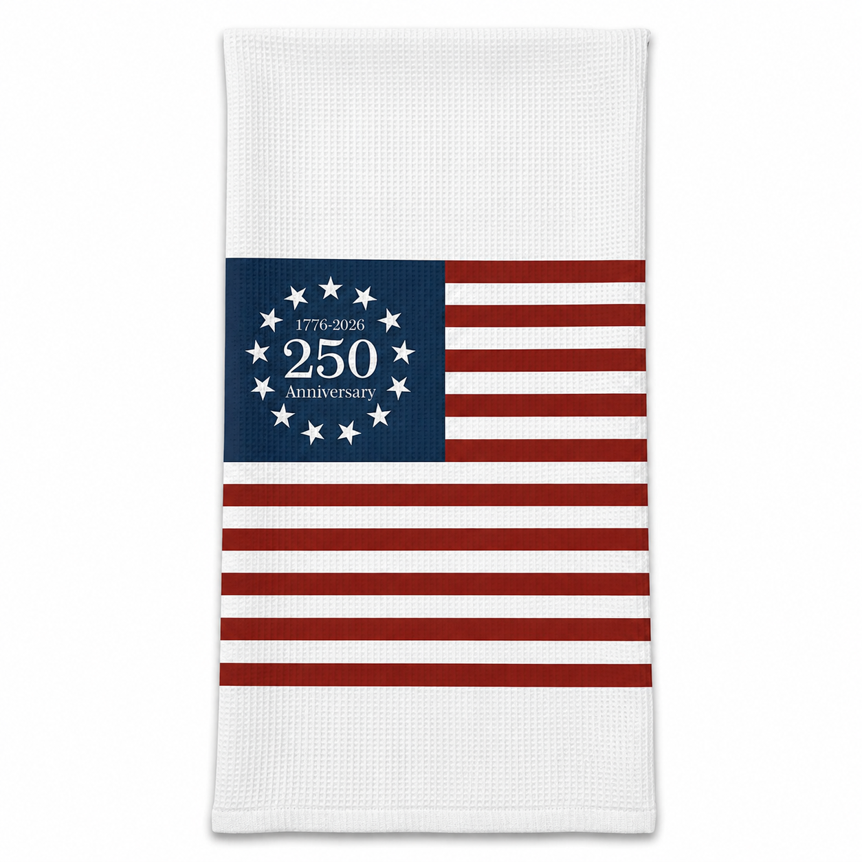 America 250th Anniversary Waffle Kitchen Towel – Patriotic Cotton Hand Towel