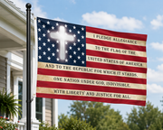 Pledge of Allegiance with Cross Patriotic Flag – 3’x5’ Faith & Freedom Flag