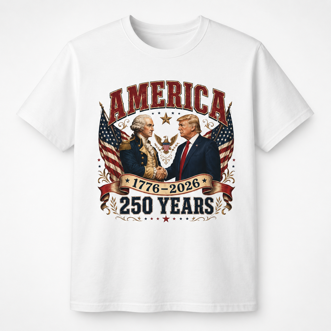 America 1776–2026: 250 Years Strong T-Shirt | Washington–Trump Edition