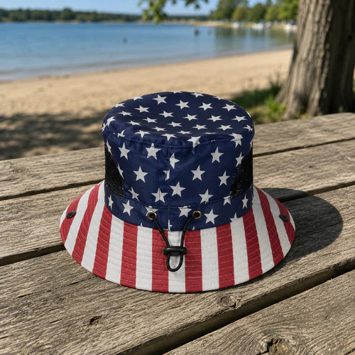 Stars & Stripes Patriotic Safari Hat | Patriotic Sun Hat