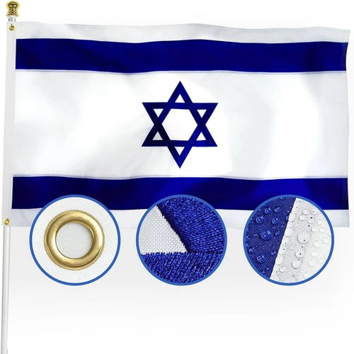 Premium Embroidered Star Israel Flag – 3′ × 5′ Heavy-Duty Nylon