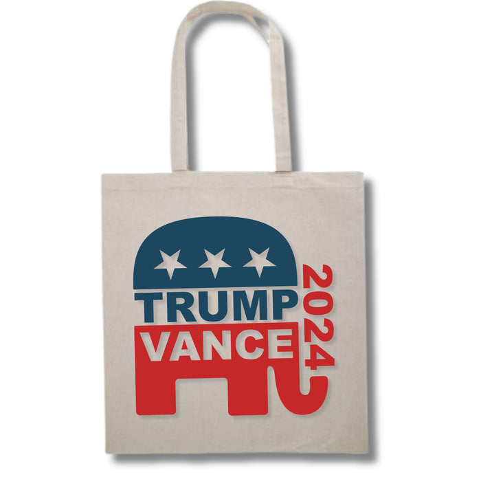 Trump Vance 2024  GOP Elephant Canvas Tote Bag (2 Colors)