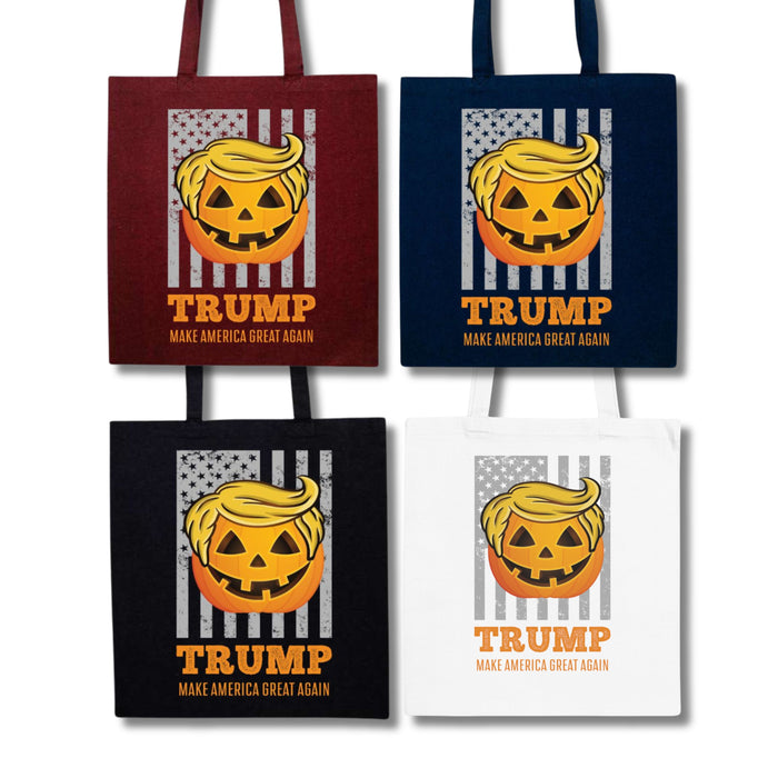 Trump Pumpkin Make America Great Again Canvas Tote Bag (4 Color Options)