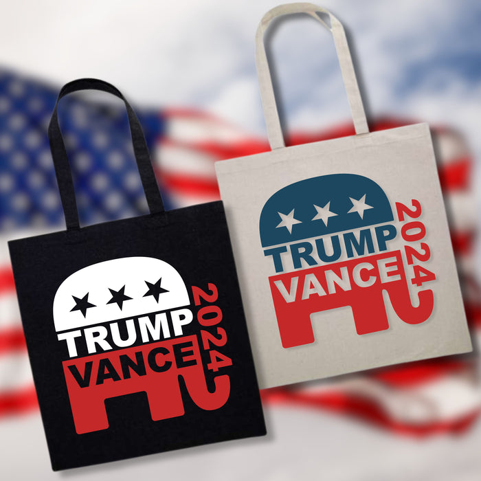 Trump Vance 2024  GOP Elephant Canvas Tote Bag (2 Colors)