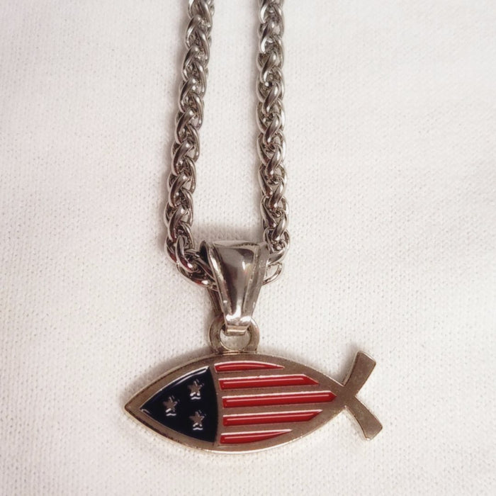 Patriotic Ichthys Fish Necklace