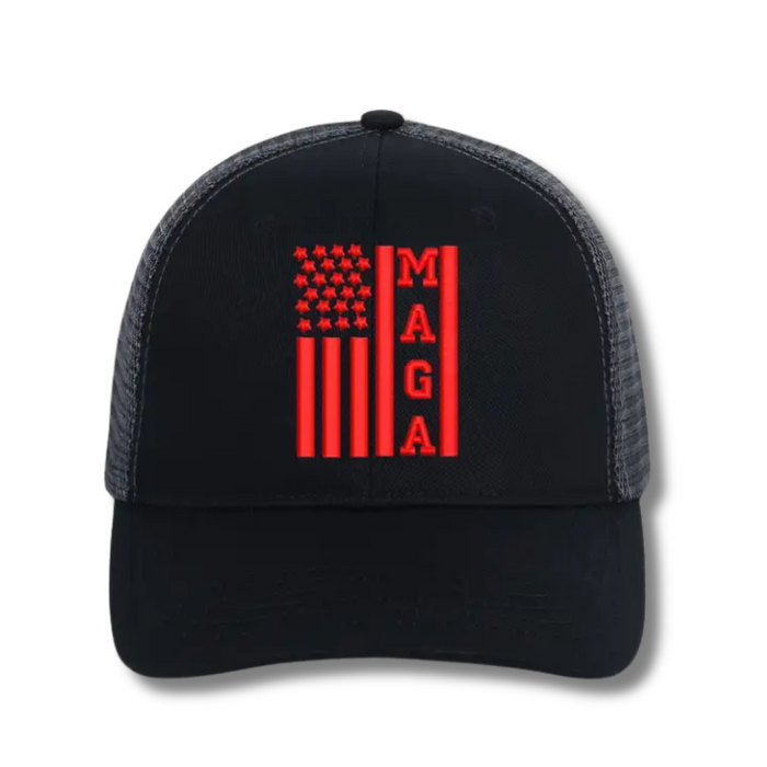 MAGA Red USA Trucker-Style Embroidered Hat