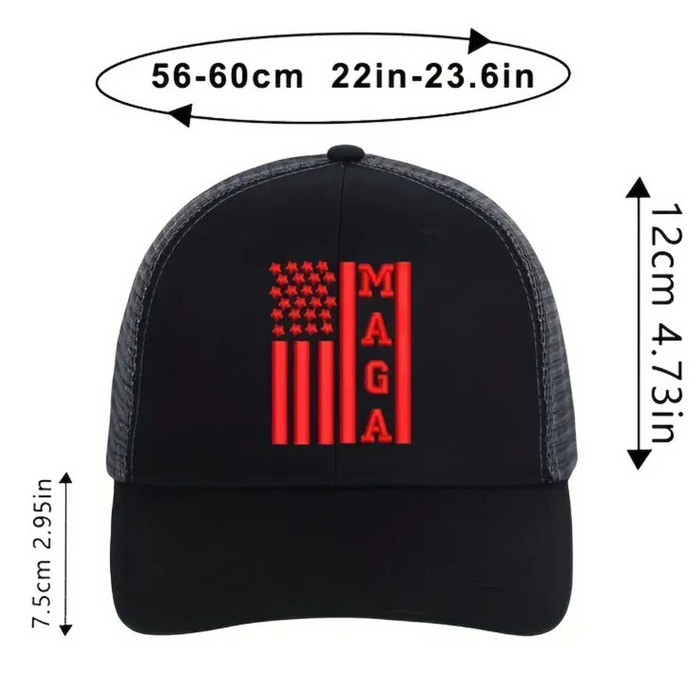 MAGA Red USA Trucker-Style Embroidered Hat