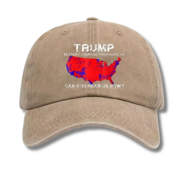 Trump Better Coverage Than Verizon Can You Hear Us Now? Washed Denim Hat (Khaki)