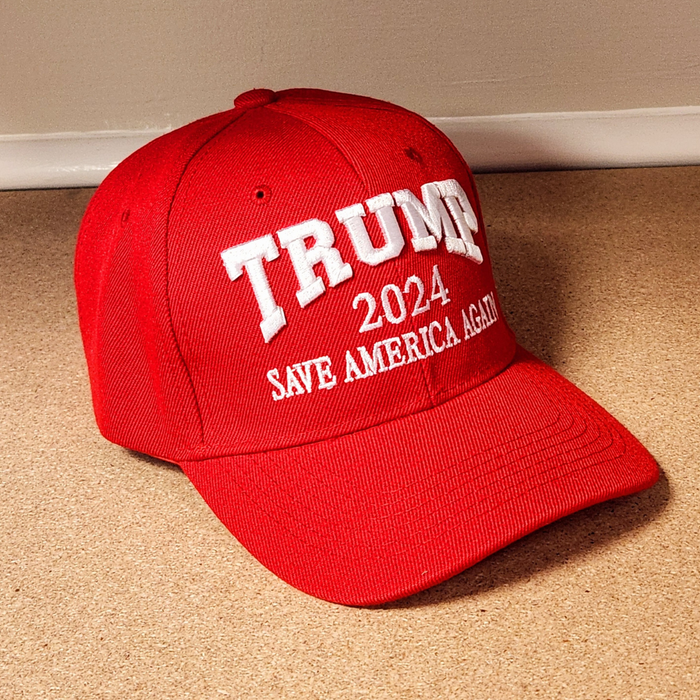 Premium Trump 2024 Save America Again Custom 3D Embroidered Hat (Red)