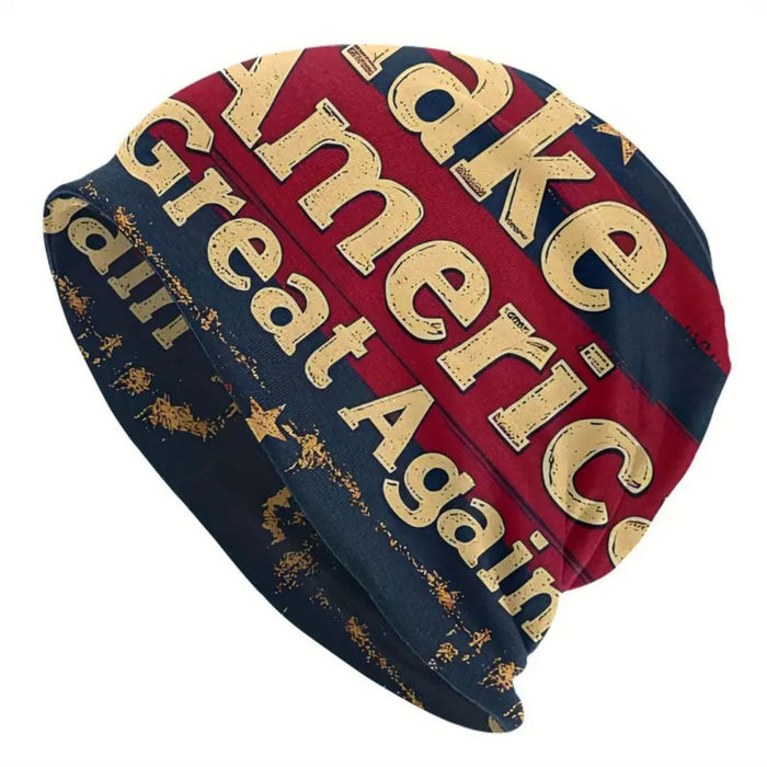 Make America Great Again Stretchy & Soft Skull Knit Beanie (Distressed)