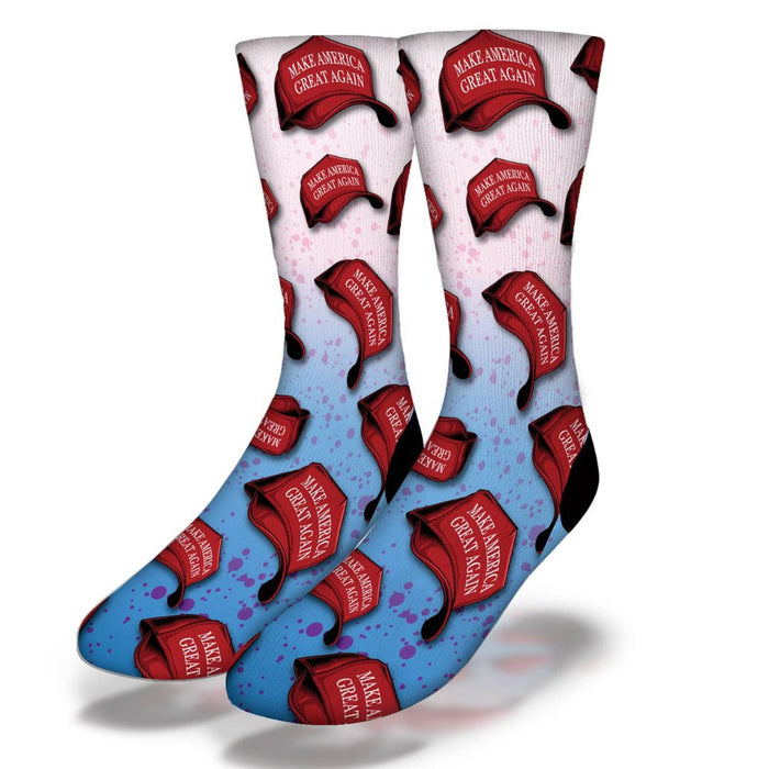 Red Wave Maga Hat Design Socks