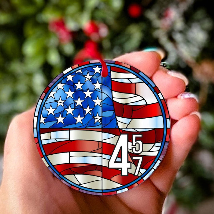 45 47 USA Patriotic Trump Stained Glass Design Ornament