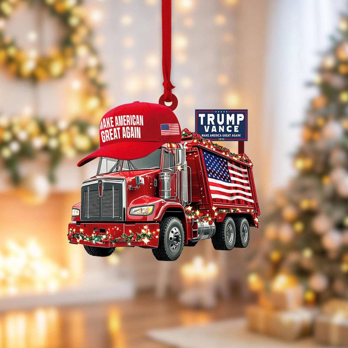 Trump Vance MAGA Hat 2024 Garbage Truck Ornament