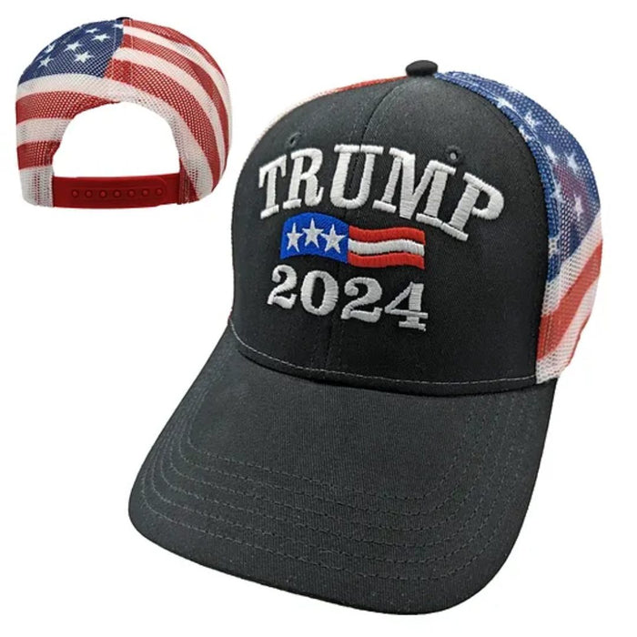Trump 2024 Patriotic (Soft Mesh) Trucker Embroidered Hat