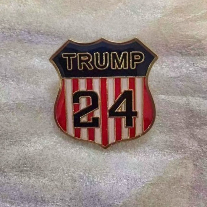 Trump 24' Shield Lapel Pin (Gold Plated)