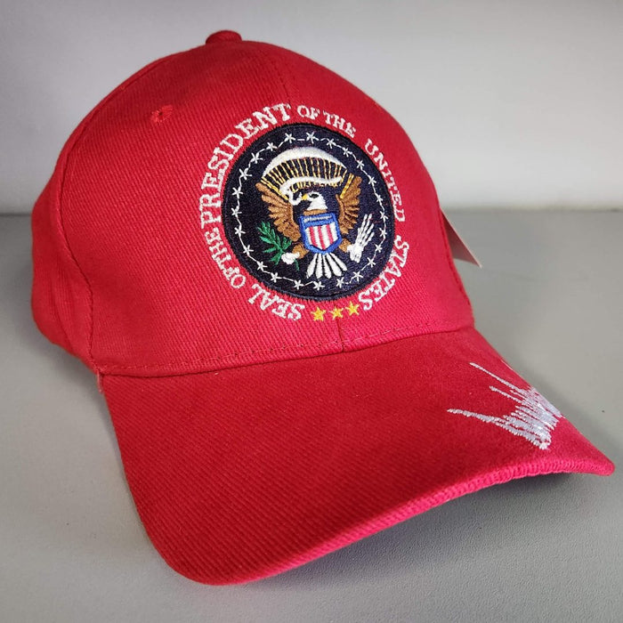 Trump Signature Presidential Seal Custom Embroidered Hat (RED)