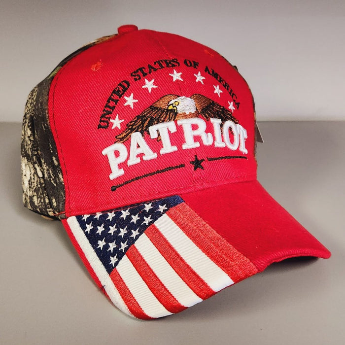 United States of America Patriot Hat with Flag Bill (Red)