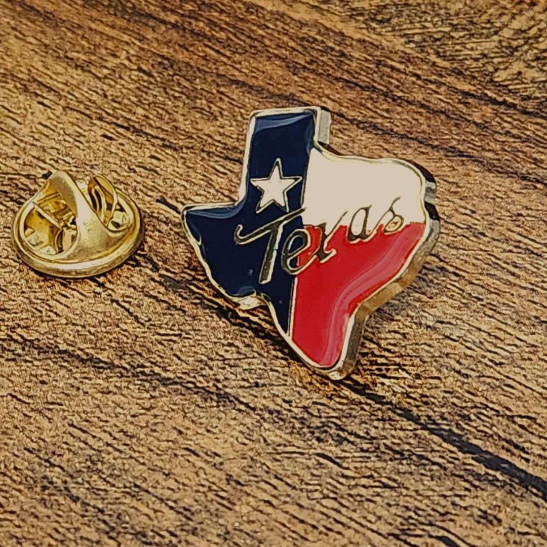 State Of Texas Shaped Enamel Lapel Pin —