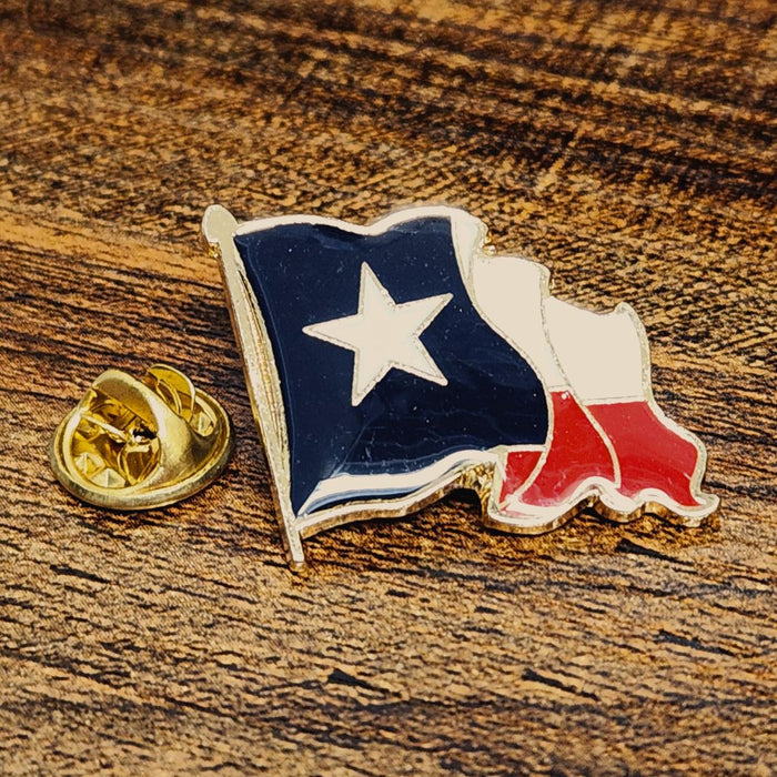 Waving Texas State Flag Enamel Lapel Pin