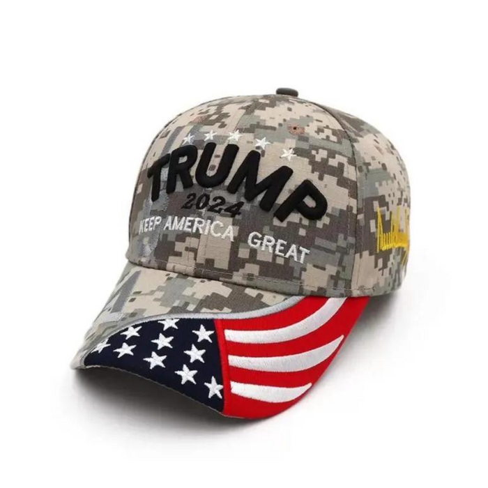 Trump 2024 Keep America Great Signature Embroidered Hat (Digi-Camo)