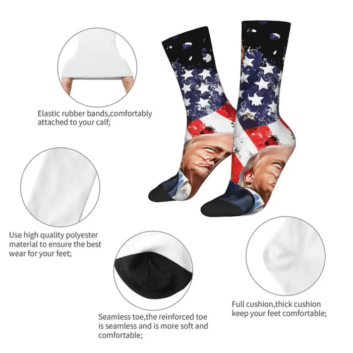 Trump Fight Fist Patriotic Knit Socks