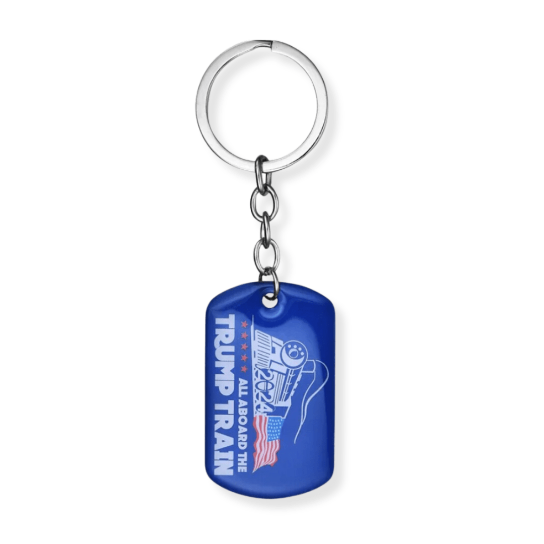 All Aboard the Trump Train 2024 Keychain - PatriotDepot.com