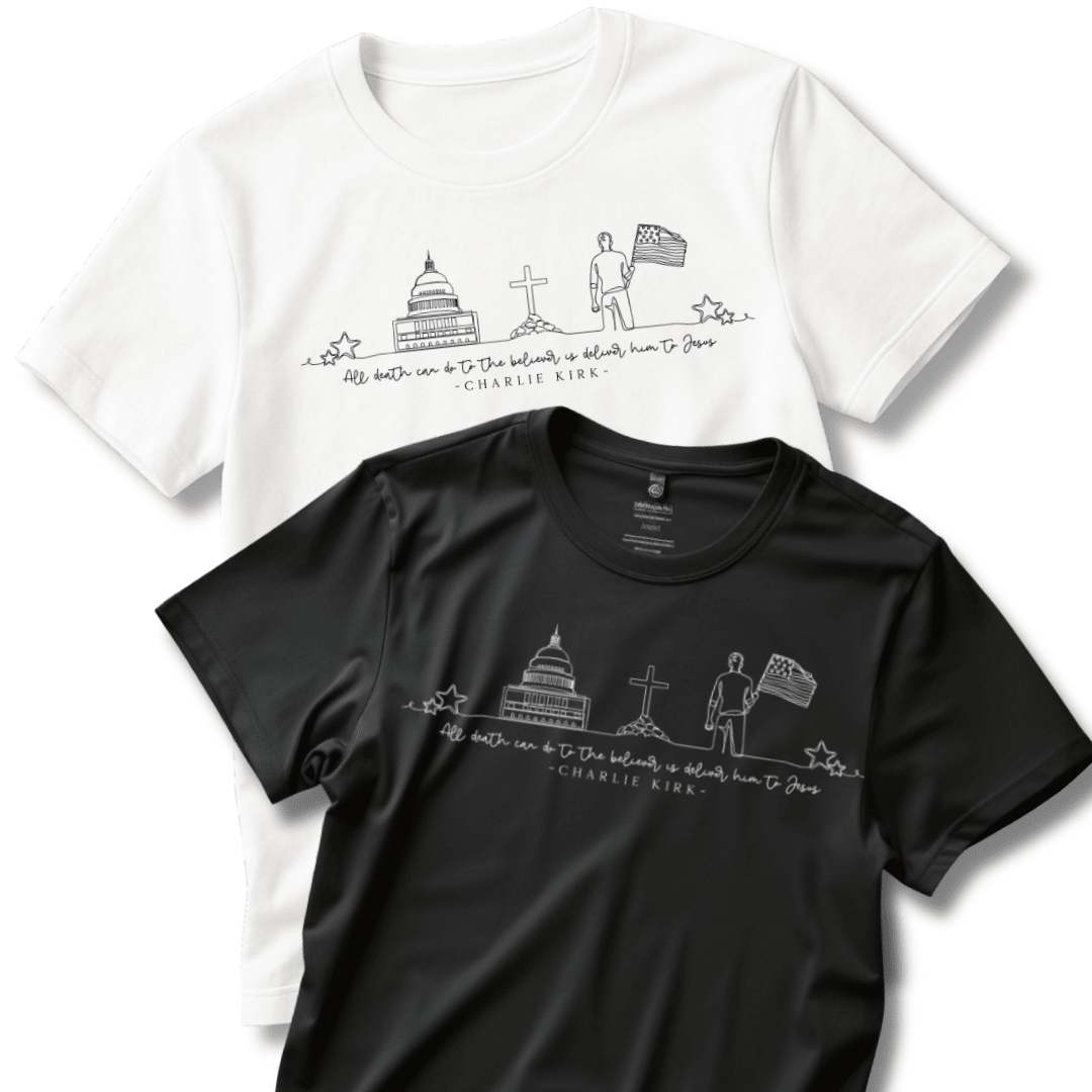 "All death can do to the believer is deliver him to Jesus" Charlie Kirk Quote T-Shirt - PatriotDepot.com