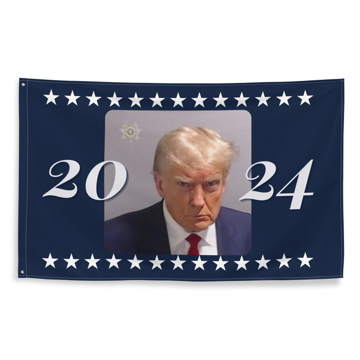 Trump 2024 Mugshot Flag (Navy Blue)