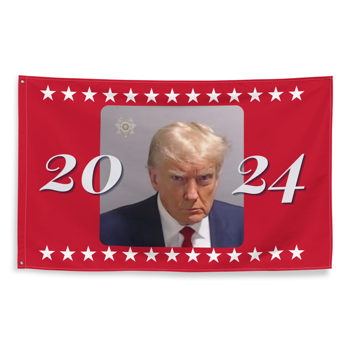 Trump 2024 Mugshot Flag (MAGA Red)