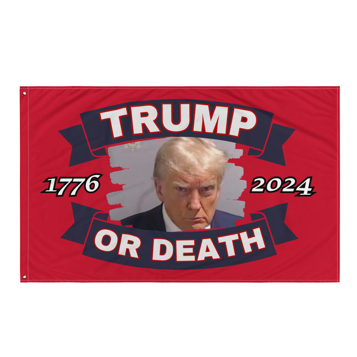 Trump or Death 1776 2024 Mugshot Flag (Red)