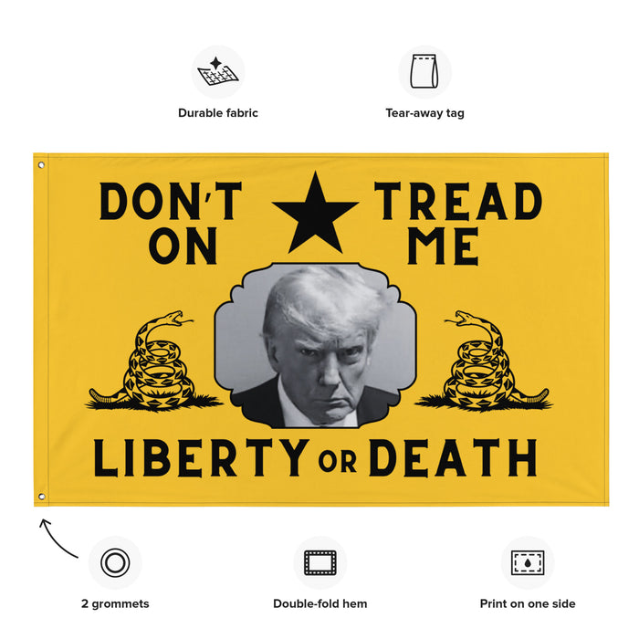 Trump Mugshot "DTOM" Liberty or Death 1776-2024 Flag