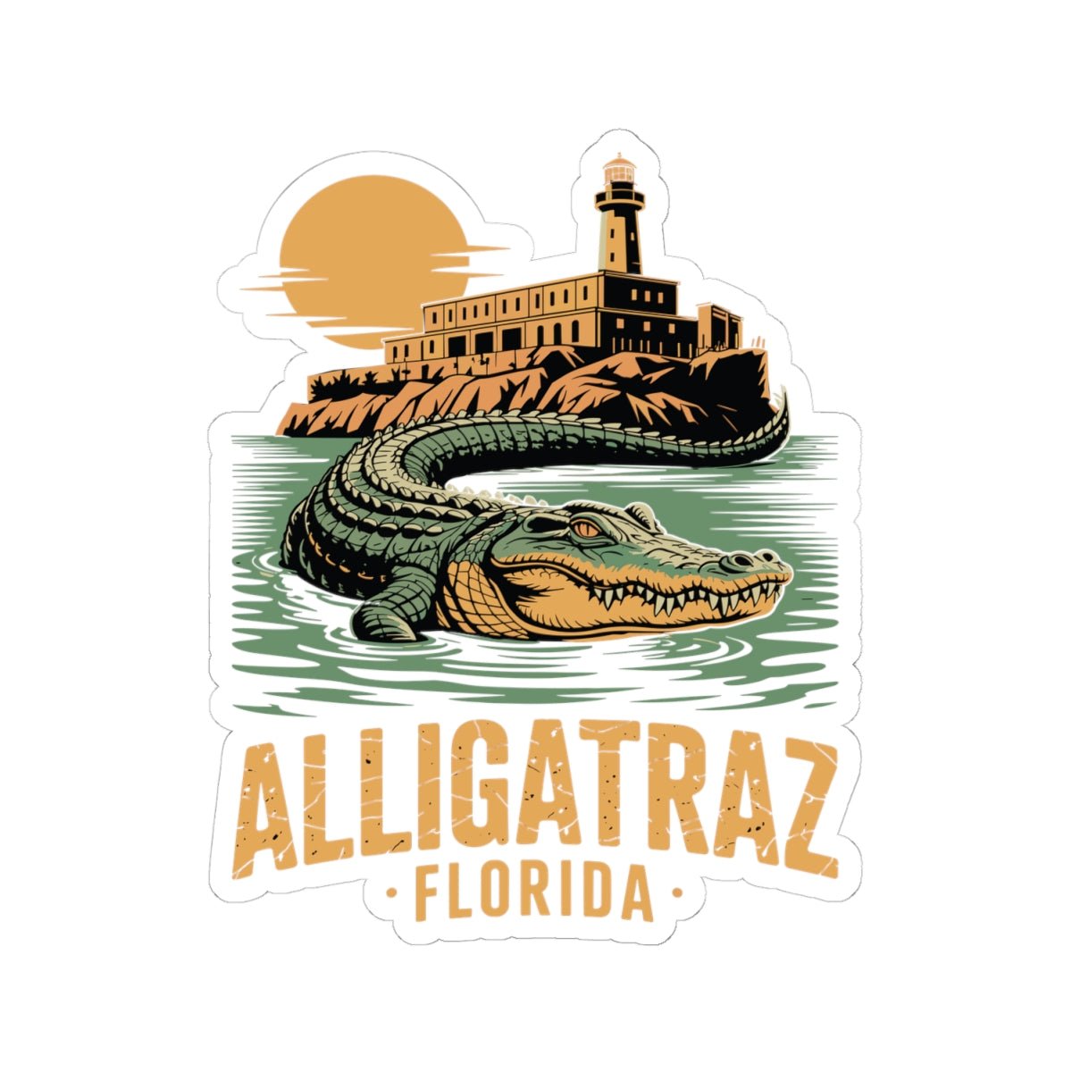 Alligatraz Florida Die - Cut Sticker (3 Sizes) - PatriotDepot.com