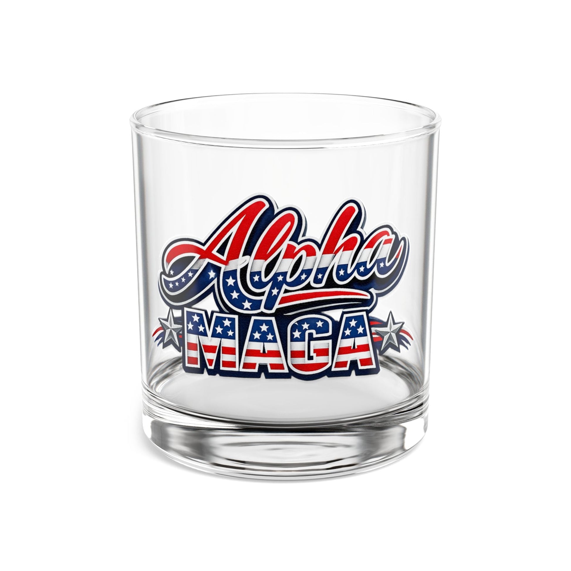 Alpha MAGA – Unapologetically American Rocks Glass - PatriotDepot.com
