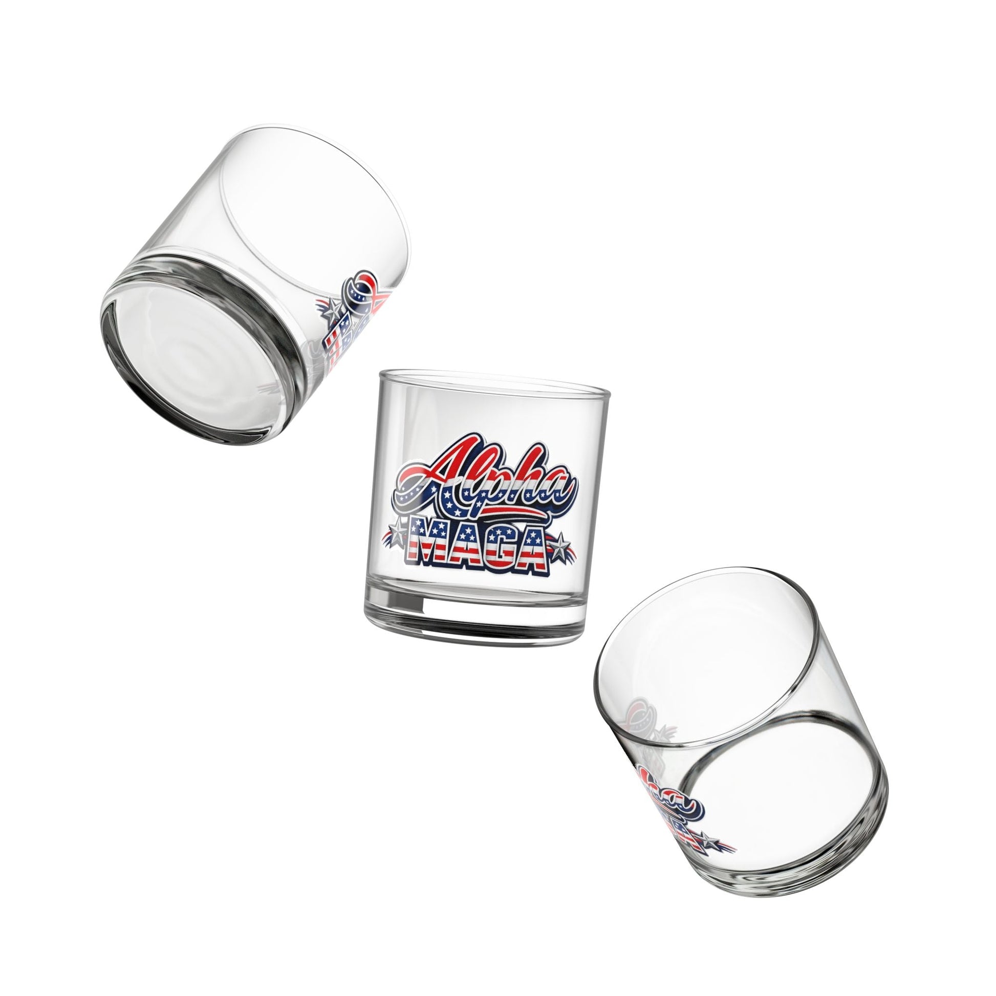 Alpha MAGA – Unapologetically American Rocks Glass - PatriotDepot.com